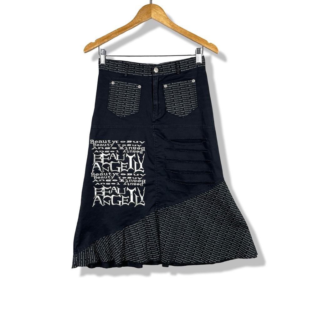 Ledoux Skirt Womens S Black Beauty Angel Graphic Distressed Y2K Cyber Grunge
